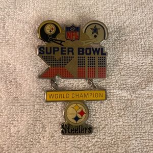Vintage 1979 Super Bowl XIII Steelers vs Cowboys NFL World Champion Pin